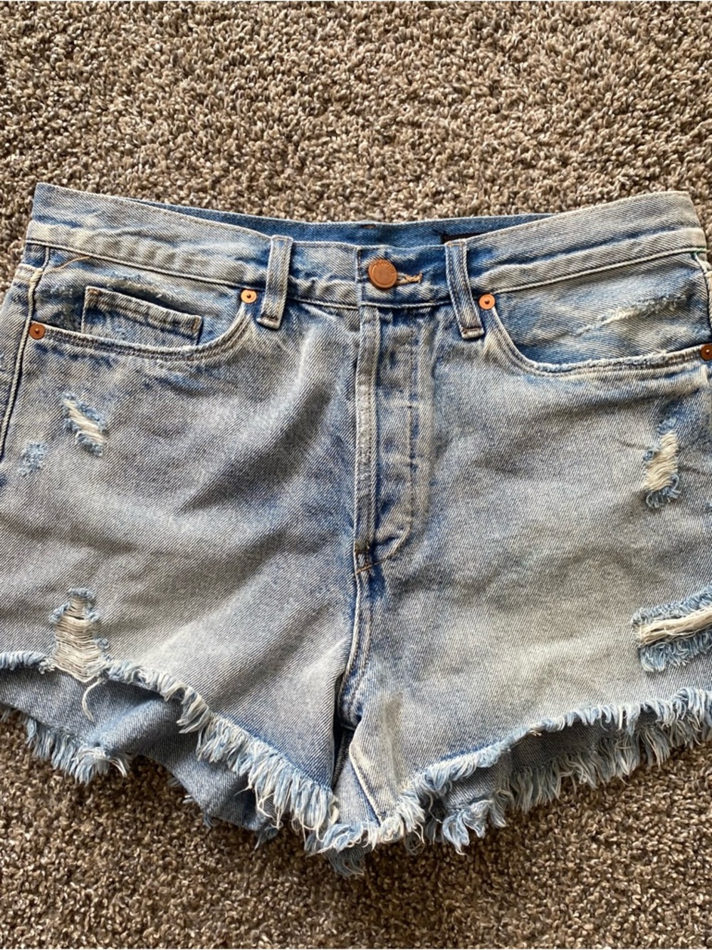 Blank NYC Light Blue Distressed High-Rise Denim Shorts